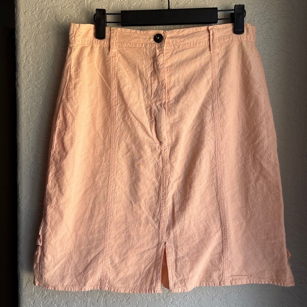 Energie Vintage Women‎ M Skirt Peach Boho Ruffle Hem Cotton Mini Slit Short Y2K
